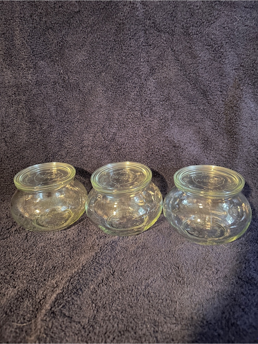Lot Of 3 Weck Canning Jars Small Round Tulip W/Lids Rundrand Glass Germany 100